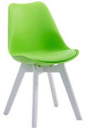 Moderne Eetkamerstoel - Dining Chair - Comfortabele Zithouding Kleur groen Onderstel Kleur wit