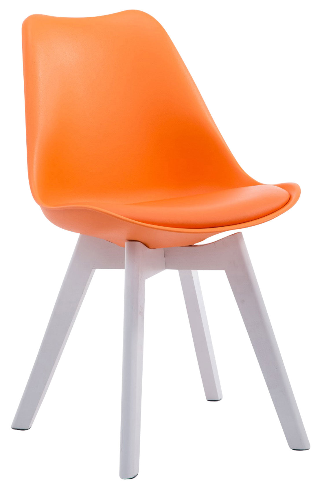 Moderne Eetkamerstoel - Dining Chair - Comfortabele Zithouding Kleur oranje Onderstel Kleur wit