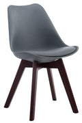 Moderne Eetkamerstoel - Dining Chair - Comfortabele Zithouding Kleur grijs Onderstel Kleur walnoot