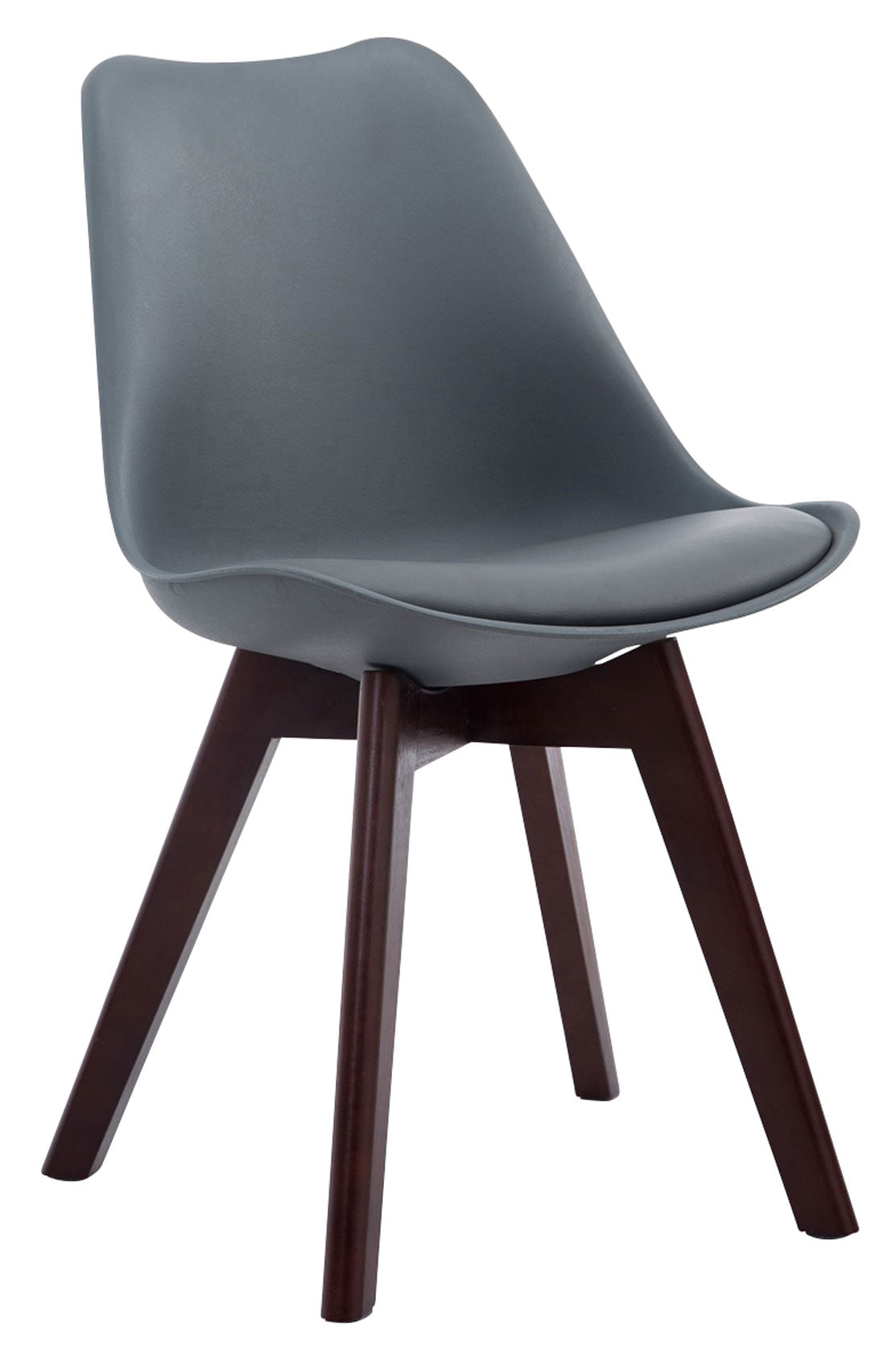 Moderne Eetkamerstoel - Dining Chair - Comfortabele Zithouding Kleur grijs Onderstel Kleur walnoot