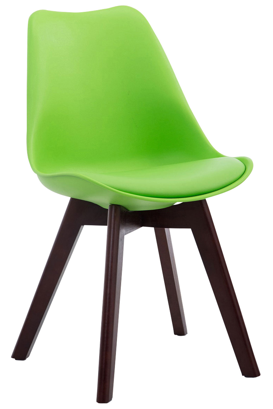 Moderne Eetkamerstoel - Dining Chair - Comfortabele Zithouding Kleur groen Onderstel Kleur walnoot