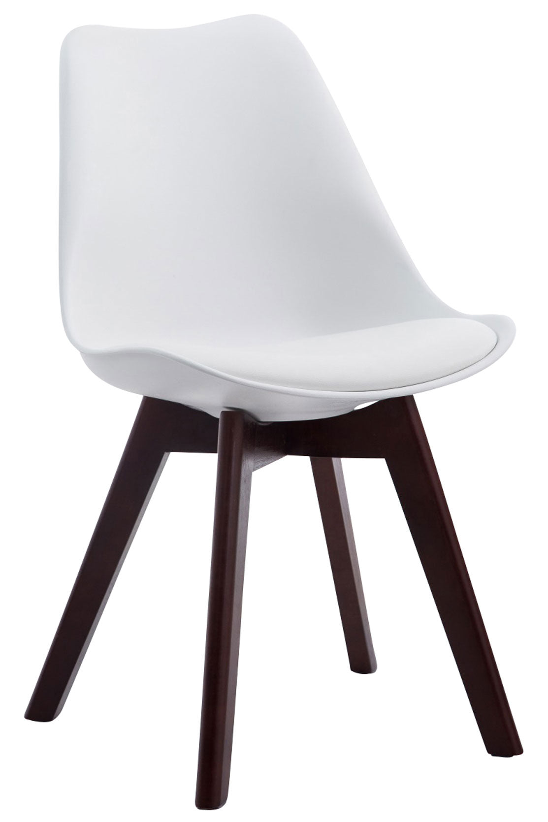 Moderne Eetkamerstoel - Dining Chair - Comfortabele Zithouding Kleur wit Onderstel Kleur walnoot