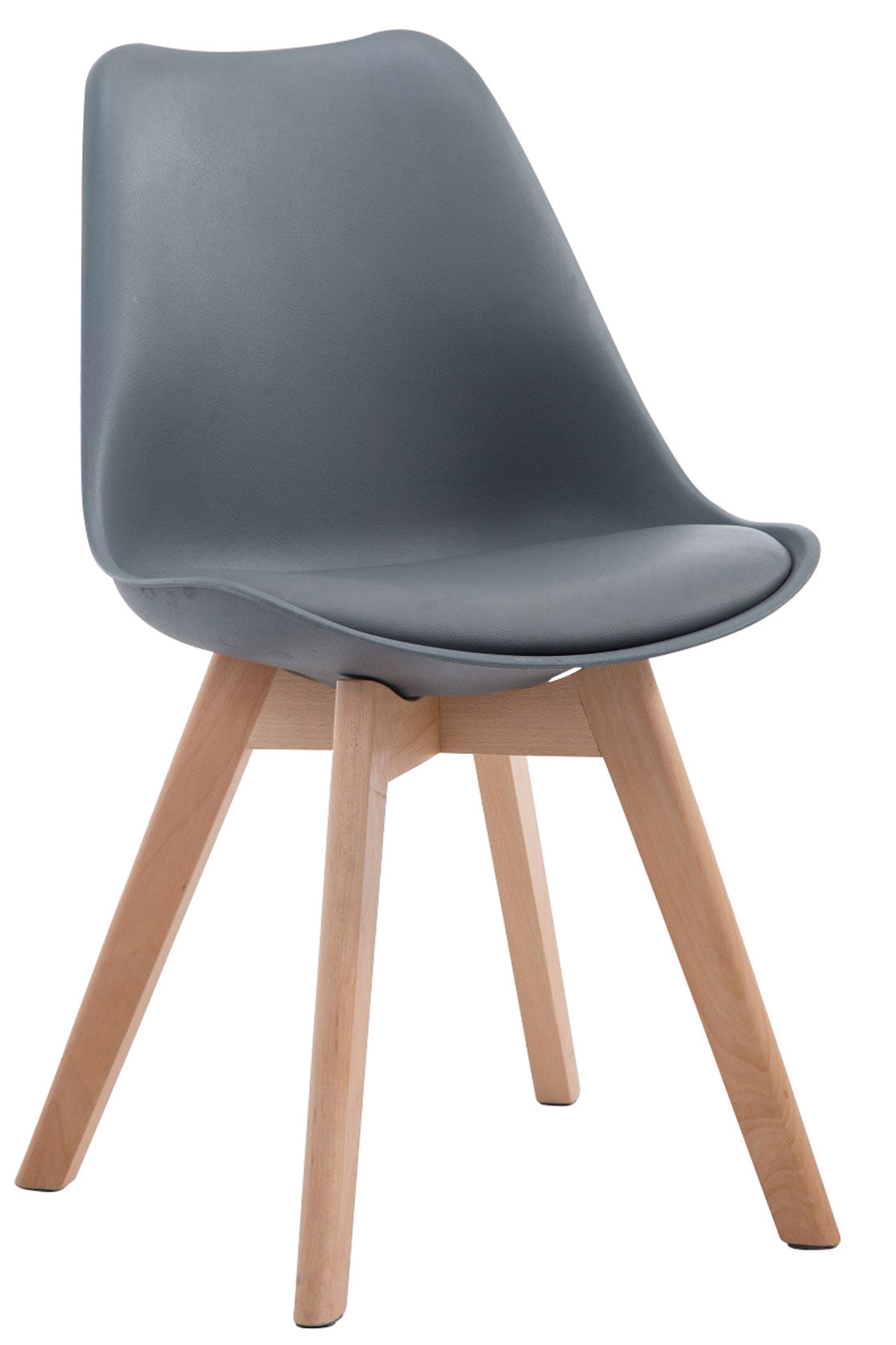 Moderne Eetkamerstoel - Dining Chair - Comfortabele Zithouding Kleur grijs Onderstel Kleur natuur