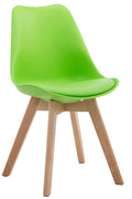 Moderne Eetkamerstoel - Dining Chair - Comfortabele Zithouding Kleur groen Onderstel Kleur natuur