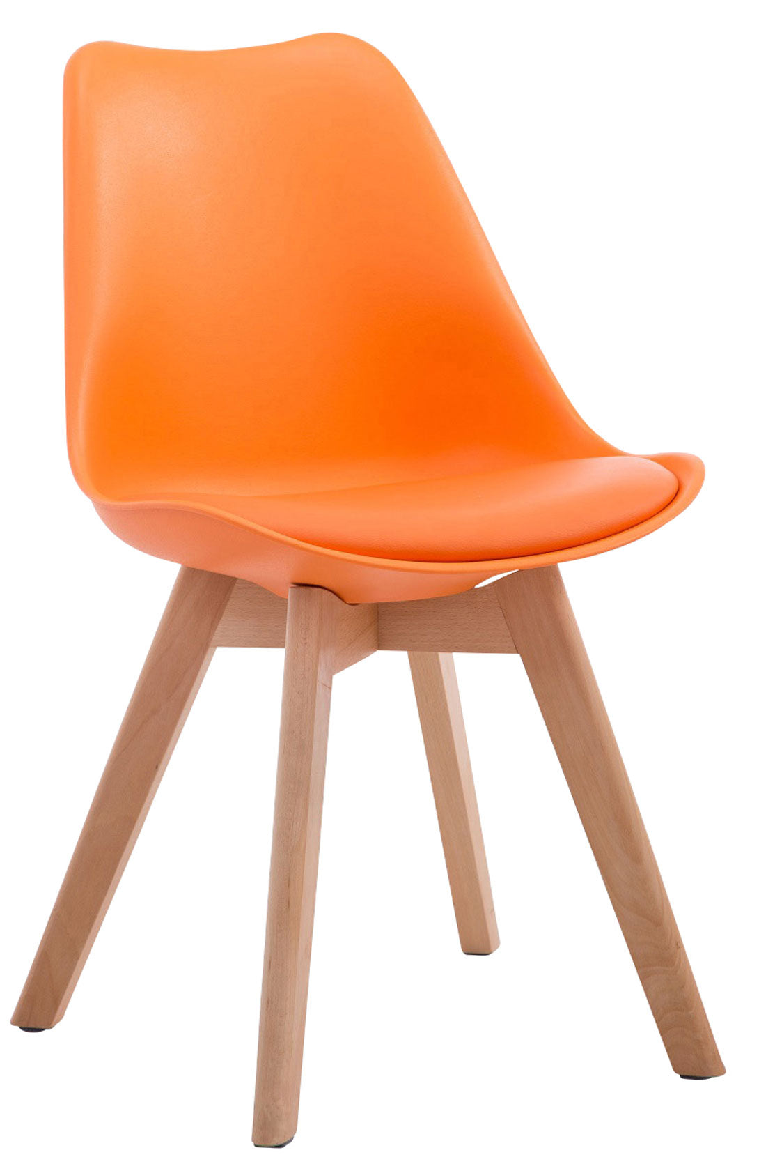 Moderne Eetkamerstoel - Dining Chair - Comfortabele Zithouding Kleur oranje Onderstel Kleur natuur