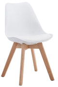 Moderne Eetkamerstoel - Dining Chair - Comfortabele Zithouding Kleur wit Onderstel Kleur natuur