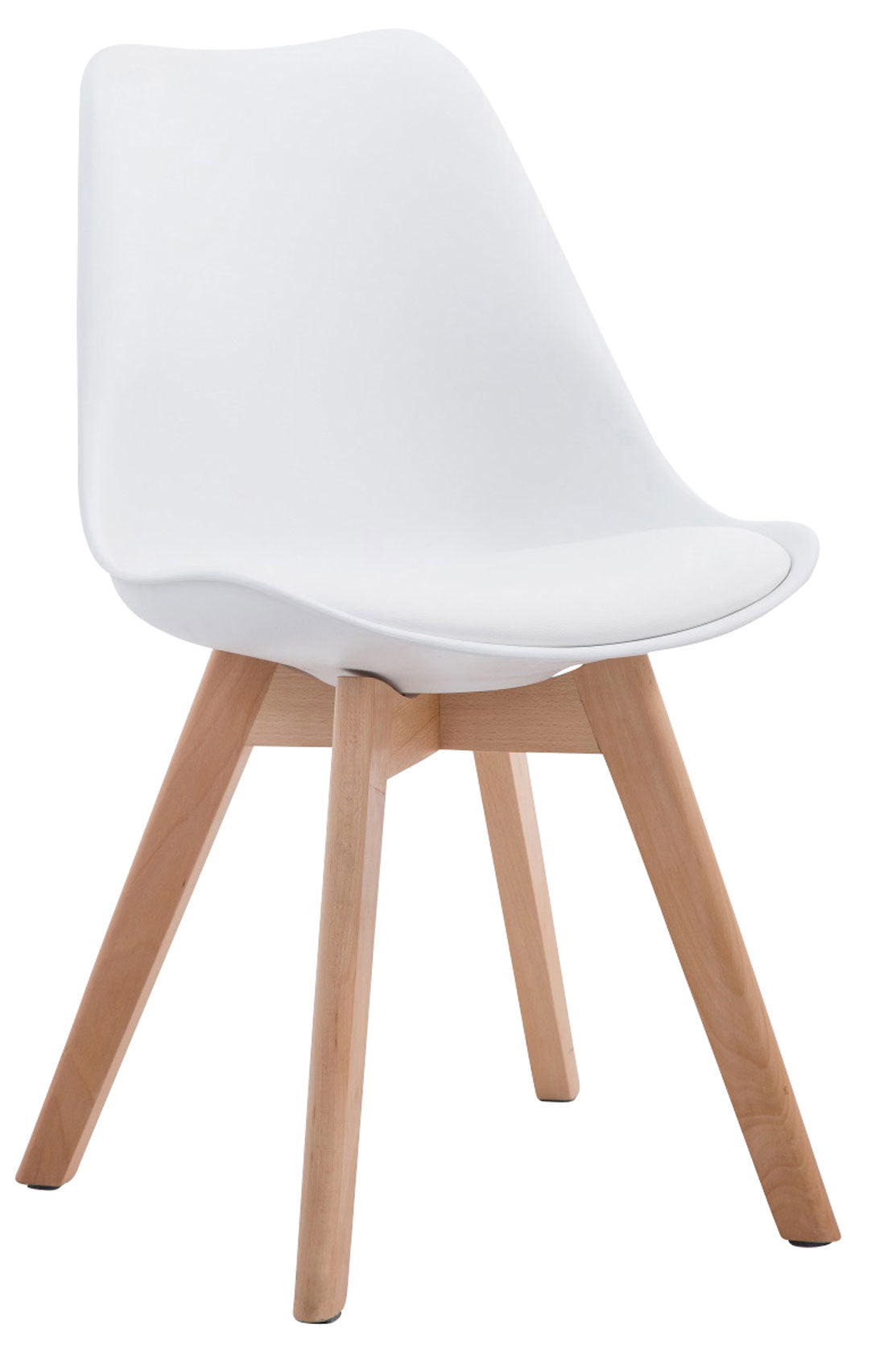 Moderne Eetkamerstoel - Dining Chair - Comfortabele Zithouding Kleur wit Onderstel Kleur natuur