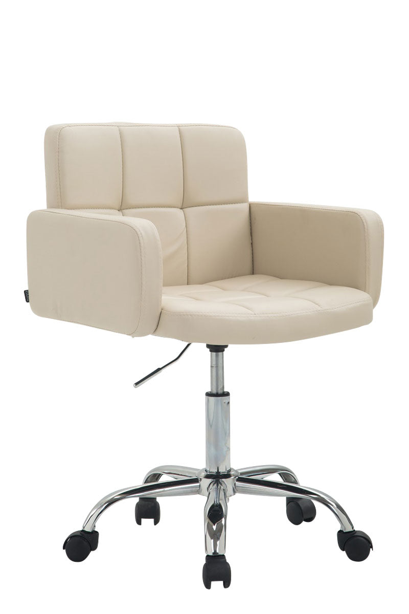 Stijlvolle Bureaustoel - Fauteuil - Hoog Zitcomfort, Kunstleer Kleur crème