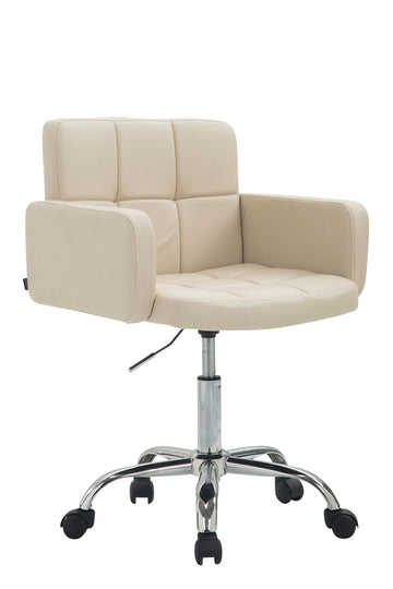 Stijlvolle Bureaustoel - Fauteuil - Hoog Zitcomfort, Kunstleer Kleur crème