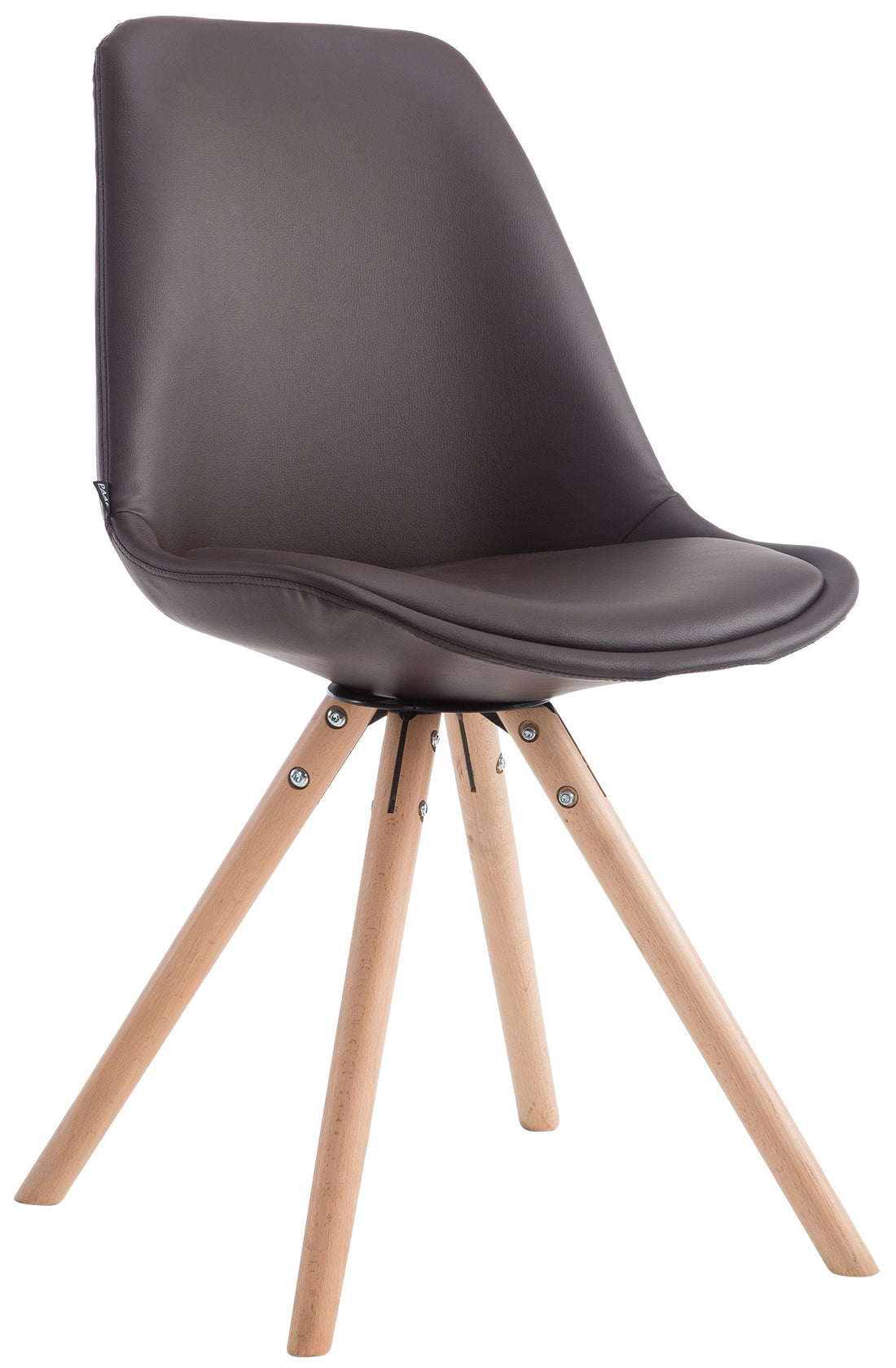 Eetkamerstoel Kunstleer - Keukenstoel - Comfortabel & Modern Design Onderstel Kleur natuur Kleur bruin