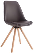 Eetkamerstoel Kunstleer - Keukenstoel - Comfortabel & Modern Design Onderstel Kleur natuur Kleur bruin