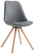 Eetkamerstoel Kunstleer - Keukenstoel - Comfortabel & Modern Design Onderstel Kleur natuur Kleur grijs