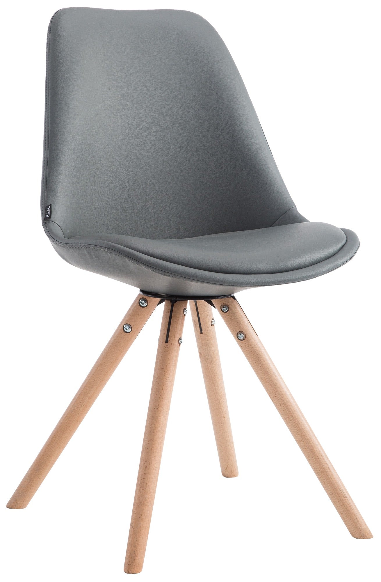 Eetkamerstoel Kunstleer - Keukenstoel - Comfortabel & Modern Design Onderstel Kleur natuur Kleur grijs