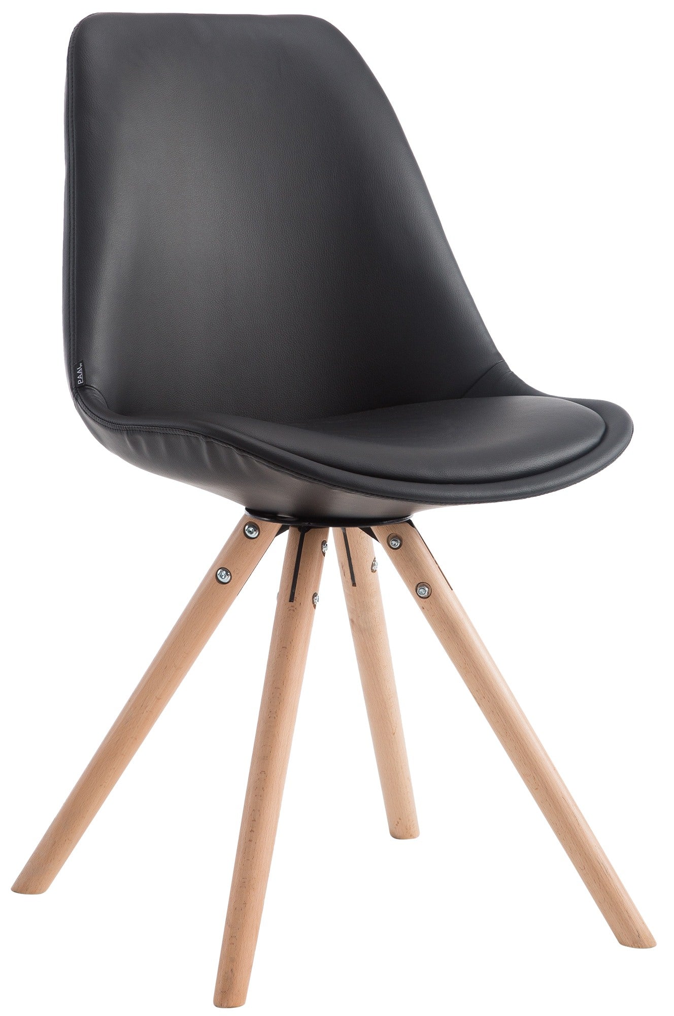 Eetkamerstoel Kunstleer - Keukenstoel - Comfortabel & Modern Design Onderstel Kleur natuur Kleur zwart