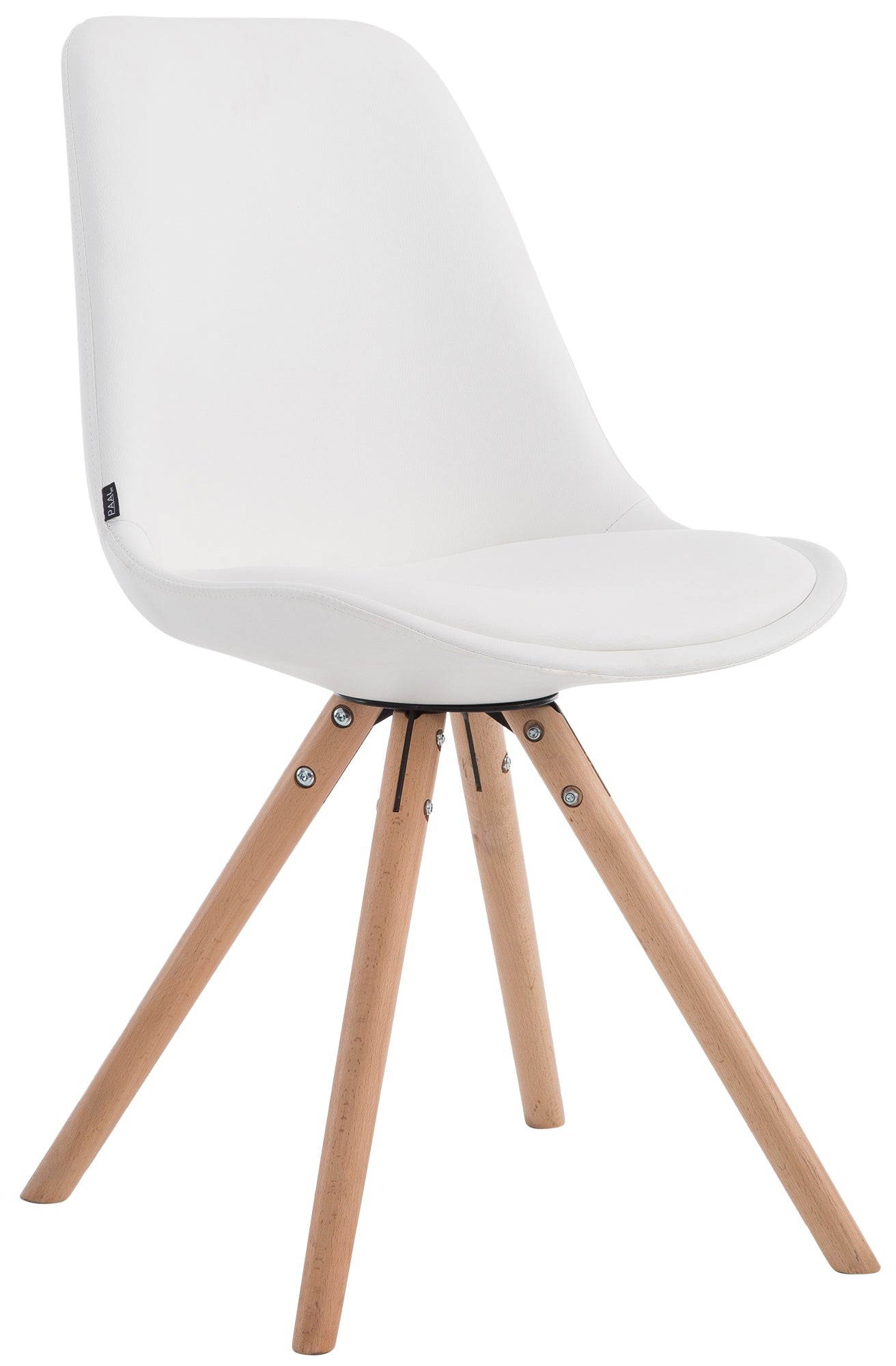 Eetkamerstoel Kunstleer - Keukenstoel - Comfortabel & Modern Design Onderstel Kleur natuur Kleur wit