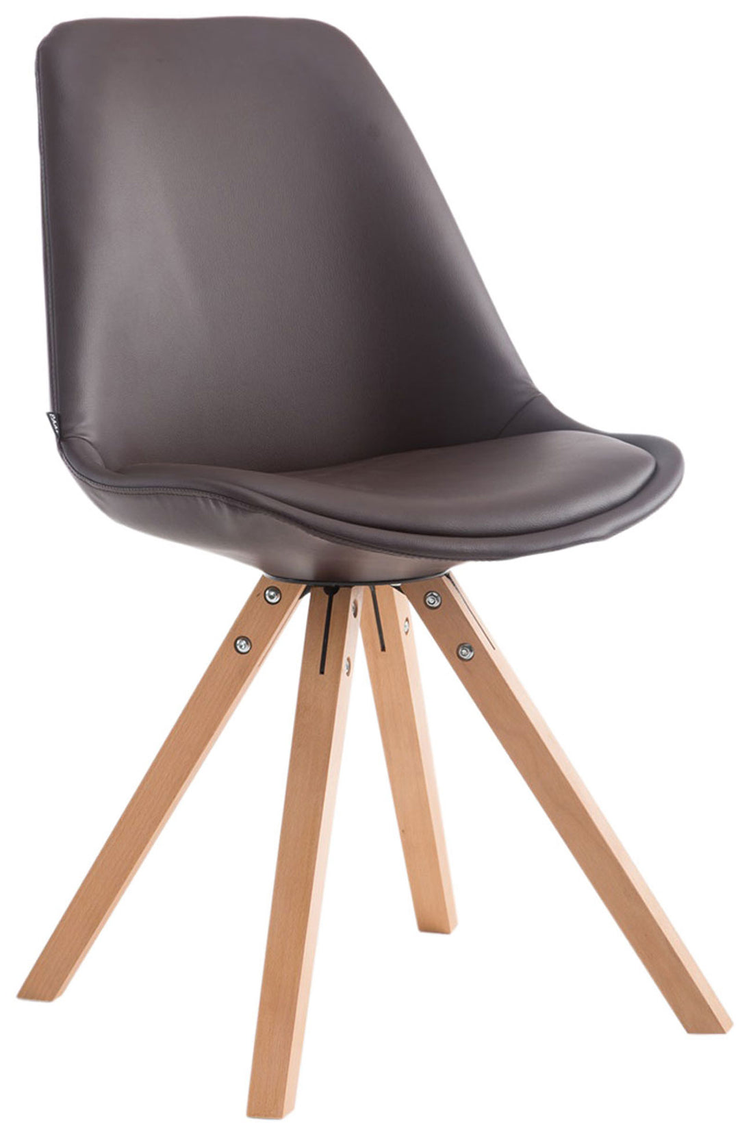 Bezoekersstoel - Gaststoel - Hoog comfort, Kunstleer & Beuken/Eiken Hout Onderstel Kleur natuur Kleur bruin
