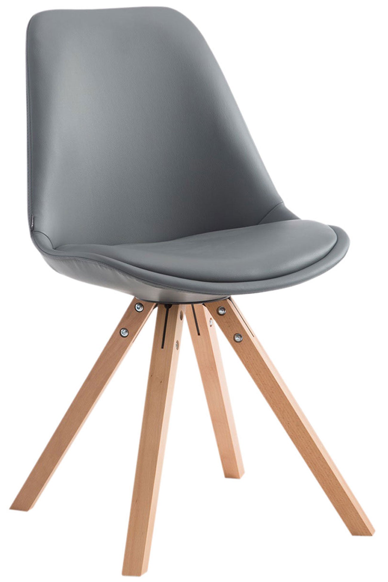 Bezoekersstoel - Gaststoel - Hoog comfort, Kunstleer & Beuken/Eiken Hout Onderstel Kleur natuur Kleur grijs