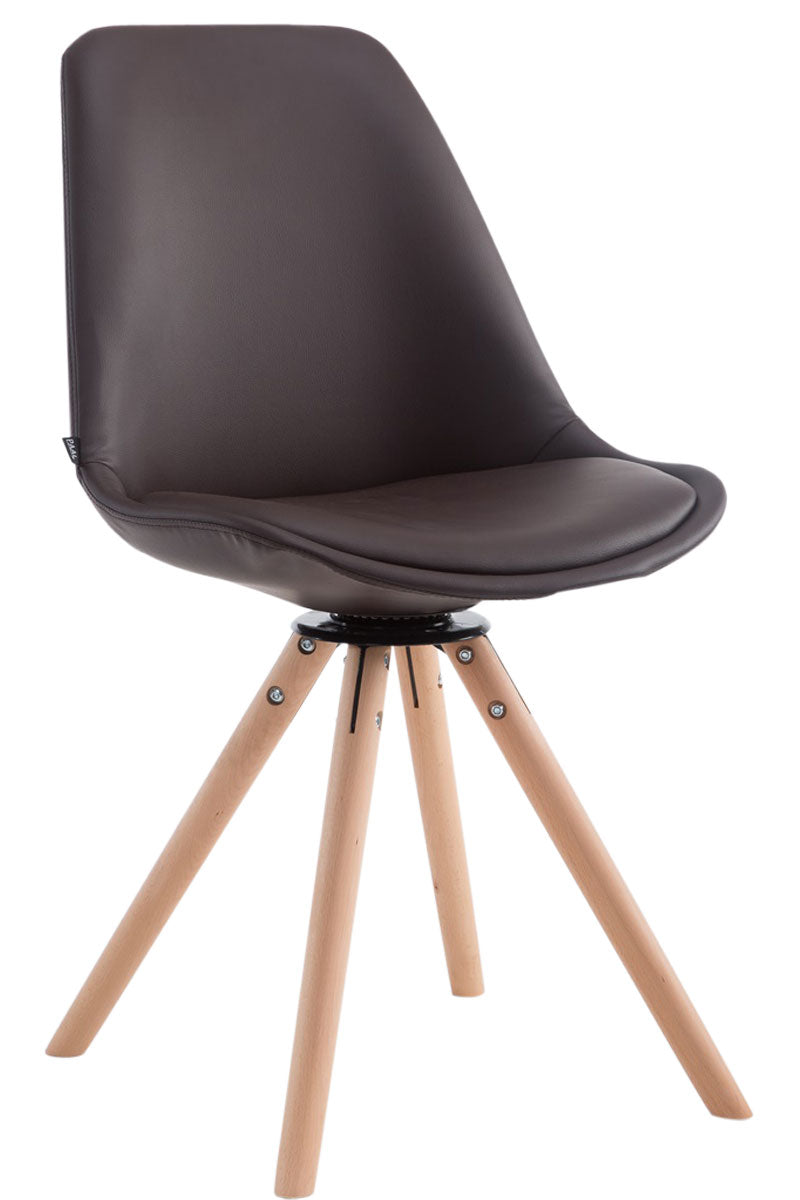 Draaibare Bezoekersstoel - Eetkamerstoel - Comfortabel Kunstleer & Hout Kleur bruin