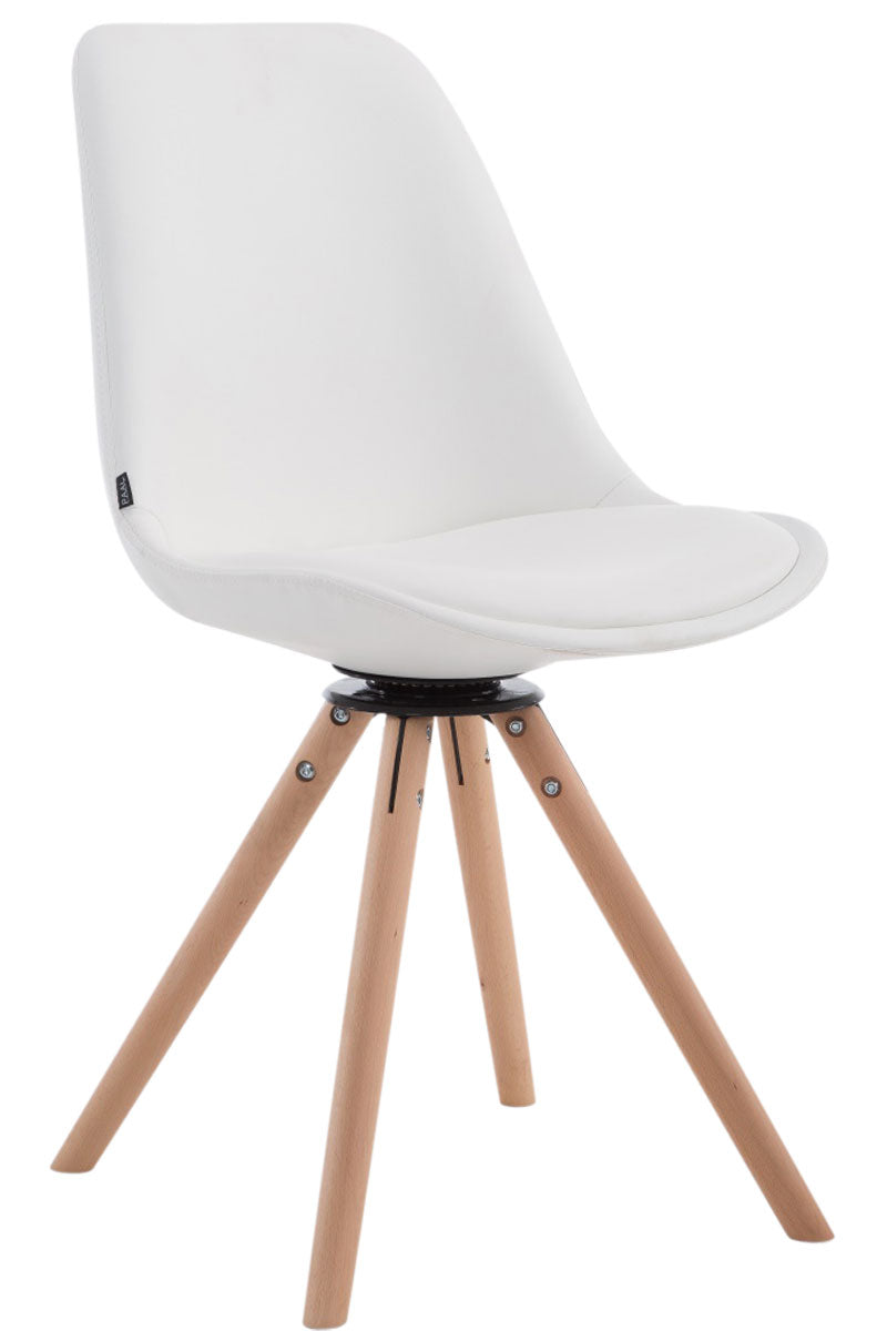 Bezoekersstoel, Draaibare Relaxstoel, Exclusieve Uitstraling, Kunstleer & Hout Kleur wit