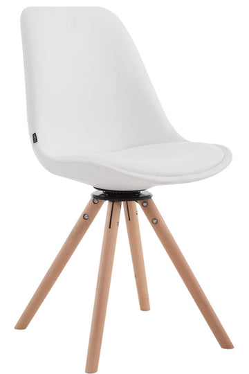 Bezoekersstoel, Draaibare Relaxstoel, Exclusieve Uitstraling, Kunstleer & Hout Kleur wit