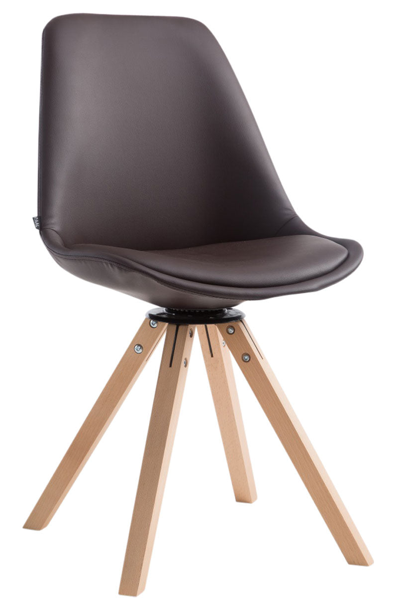 Draaibare Bezoekersstoel - Vergaderstoel - Exclusieve Look, Kunstleer & Hout Onderstel Kleur natuur Kleur bruin