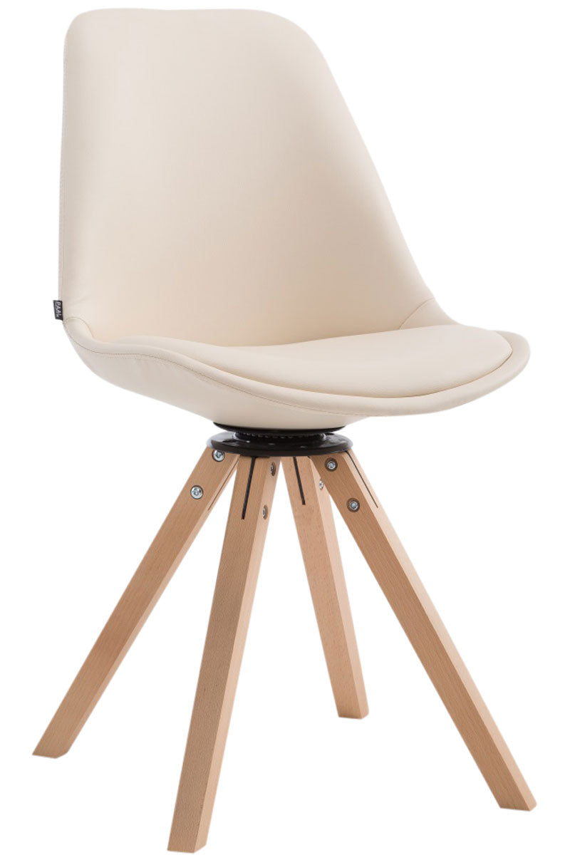 Draaibare Bezoekersstoel - Vergaderstoel - Exclusieve Look, Kunstleer & Hout Onderstel Kleur natuur Kleur bruin