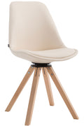 Draaibare Bezoekersstoel - Vergaderstoel - Exclusieve Look, Kunstleer & Hout Onderstel Kleur natuur Kleur crème