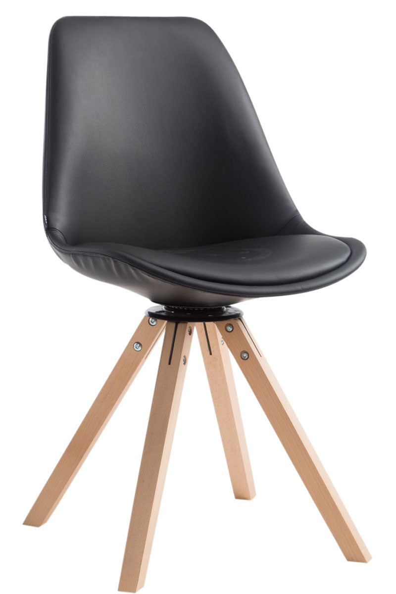 Draaibare Bezoekersstoel - Vergaderstoel - Exclusieve Look, Kunstleer & Hout Onderstel Kleur natuur Kleur zwart