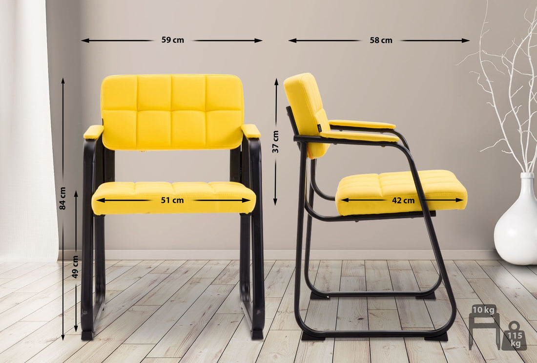Eetkamerstoel - Vergaderstoel - Gewatteerd Comfort, Luxe Design, Kunstleder Kleur geel
