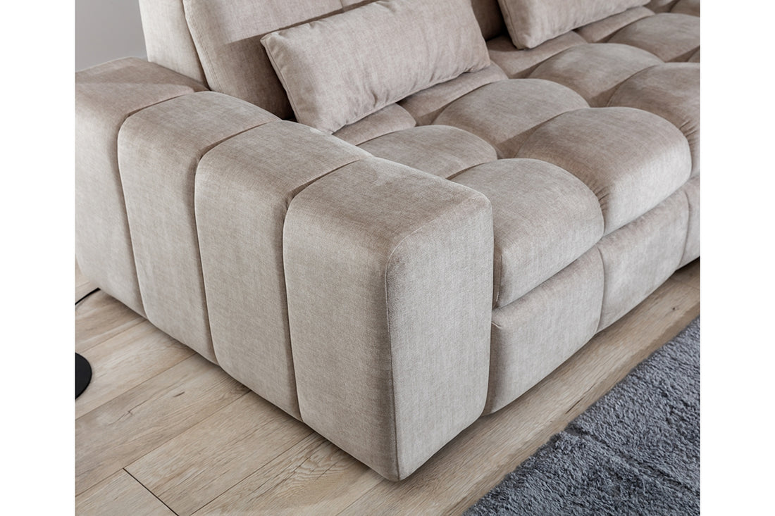 Magnelio Mini elektrische hoekbank met slaapfunctie - Beige fluweel Vogue 2 | Kleur: Beige