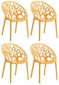 4-delige Set Stapelbare Tuinstoelen - Bistrostoelen - Weerbestendig en Ruimtebesparend Design Kleur oranje
