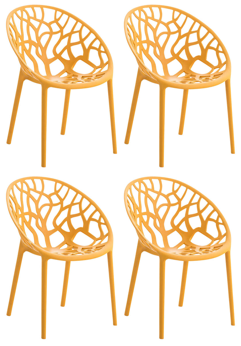 4-delige Set Stapelbare Tuinstoelen - Bistrostoelen - Weerbestendig en Ruimtebesparend Design Kleur oranje