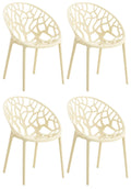 4-delige Set Stapelbare Tuinstoelen - Bistrostoelen - Weerbestendig en Ruimtebesparend Design Kleur crème