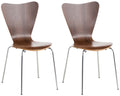 2x Ergonomische Bezoekersstoelen - Wachtkamerstoelen - Comfortabele Zitting, Stapelbaar Design Kleur walnoot