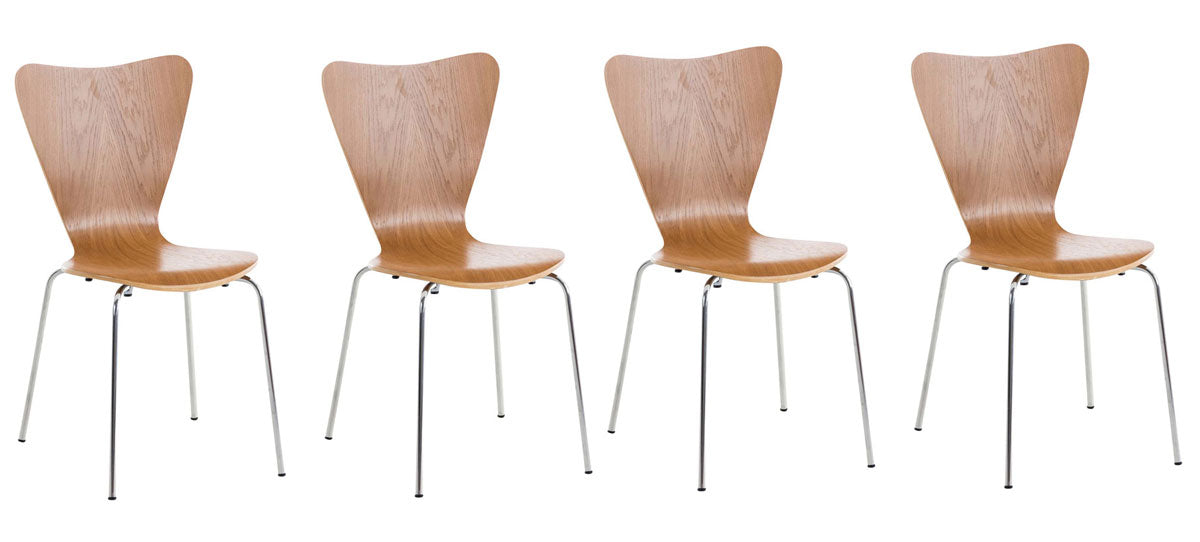 Bezoekersstoel Set 4x - Gaststoel - Ergonomisch Comfort, Stapelbaar Design Kleur eik