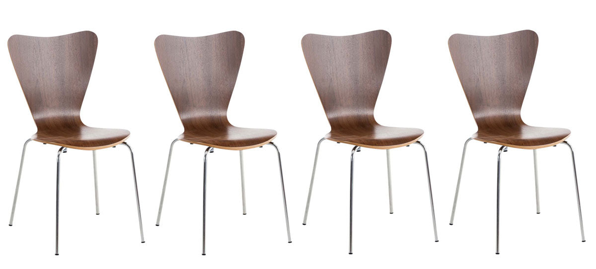 Bezoekersstoel Set 4x - Gaststoel - Ergonomisch Comfort, Stapelbaar Design Kleur walnoot
