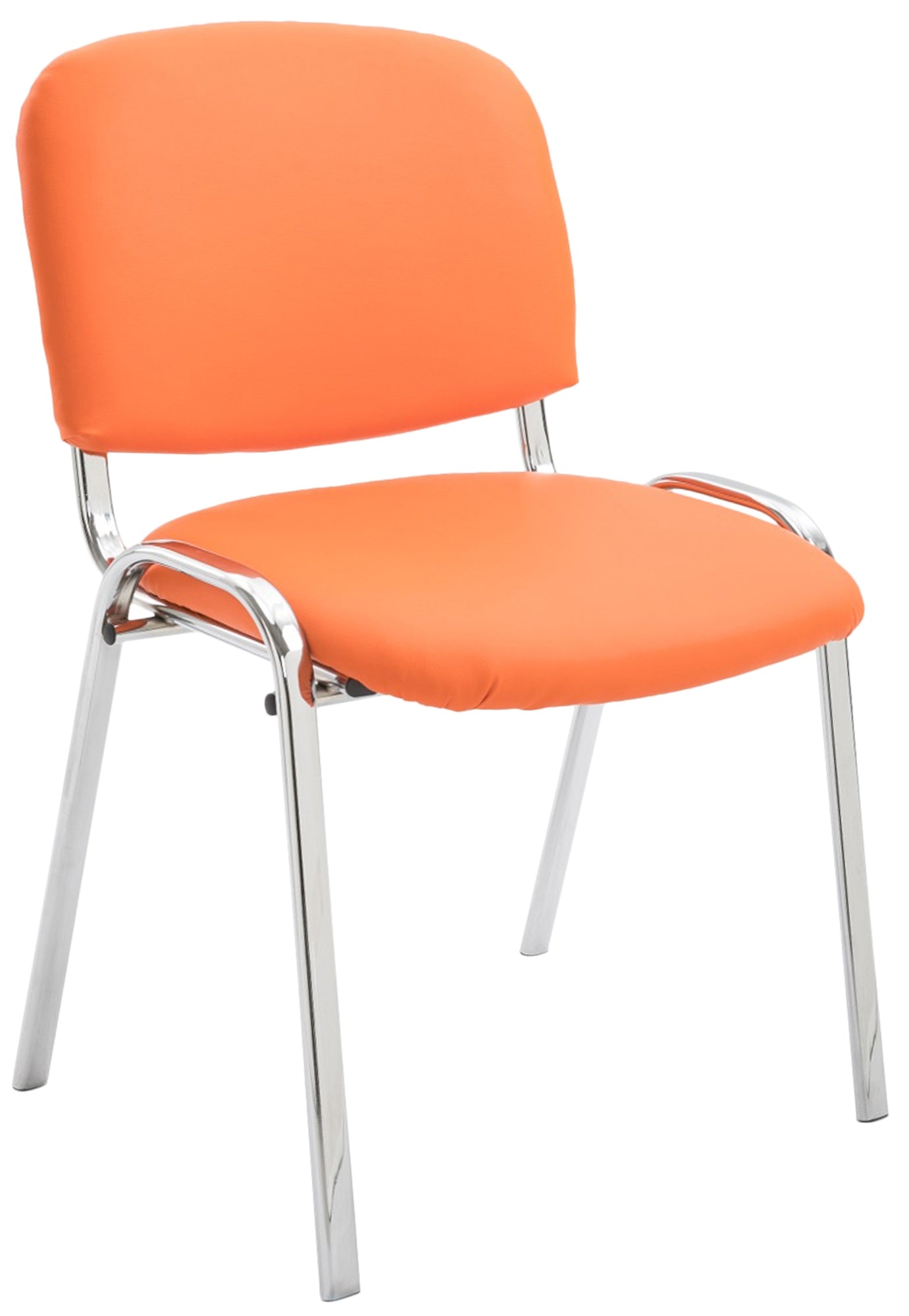 Stapelstoel - Conferentiestoel - Kunstleer & Stabiel Metaal - Ruimtebesparend Stapelbaar Kleur oranje