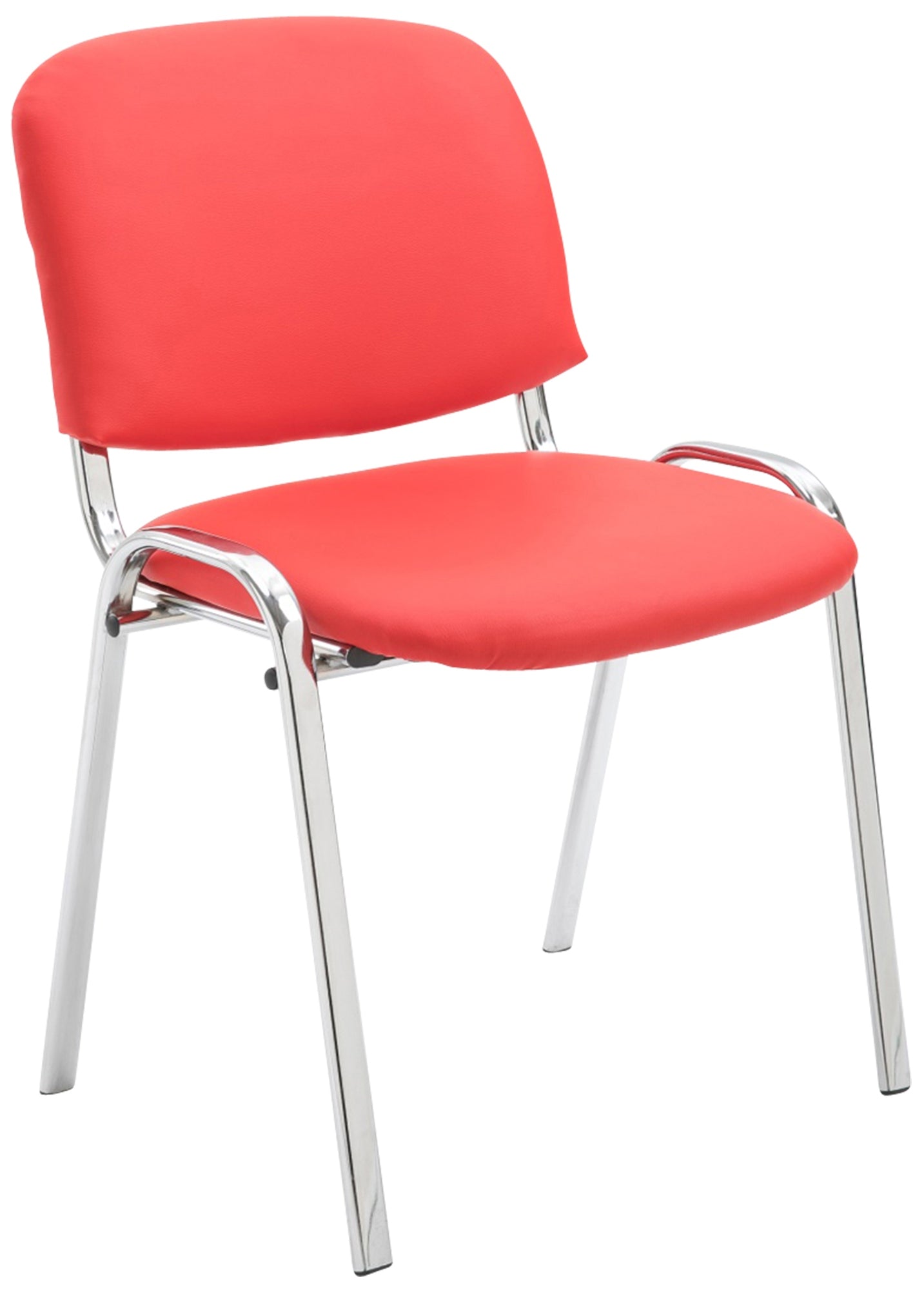 Stapelstoel - Conferentiestoel - Kunstleer & Stabiel Metaal - Ruimtebesparend Stapelbaar Kleur rood