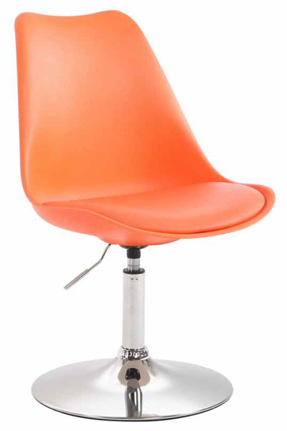 Eetkamerstoel - Keukenstoel - Comfortabele zitervaring, Duurzaam kunststof en kunstleer Onderstel Kleur chroom Kleur oranje