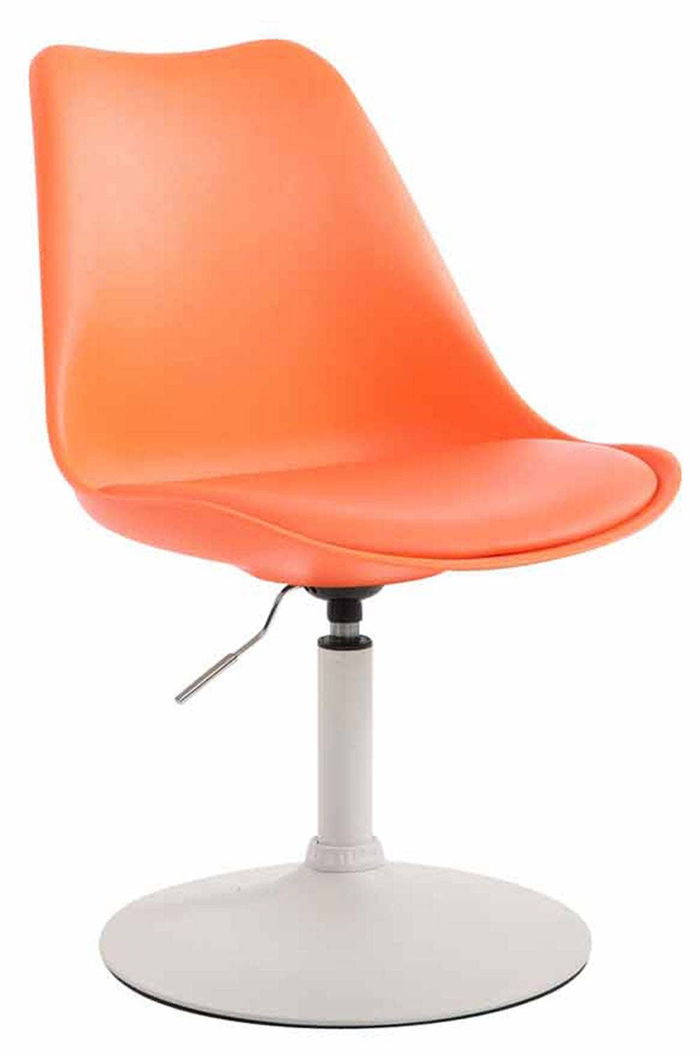 Eetkamerstoel - Keukenstoel - Comfortabele zitervaring, Duurzaam kunststof en kunstleer Onderstel Kleur wit Kleur oranje