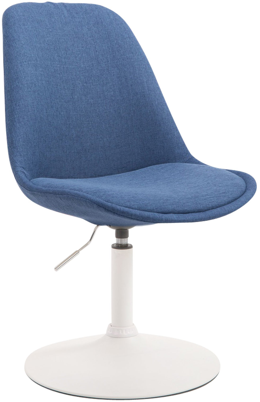 Eetkamerstoel Stoffen Bekleding - Loungestoel - 360° Draaibaar met Verstelbare Zithoogte Kleur blauw Onderstel Kleur wit