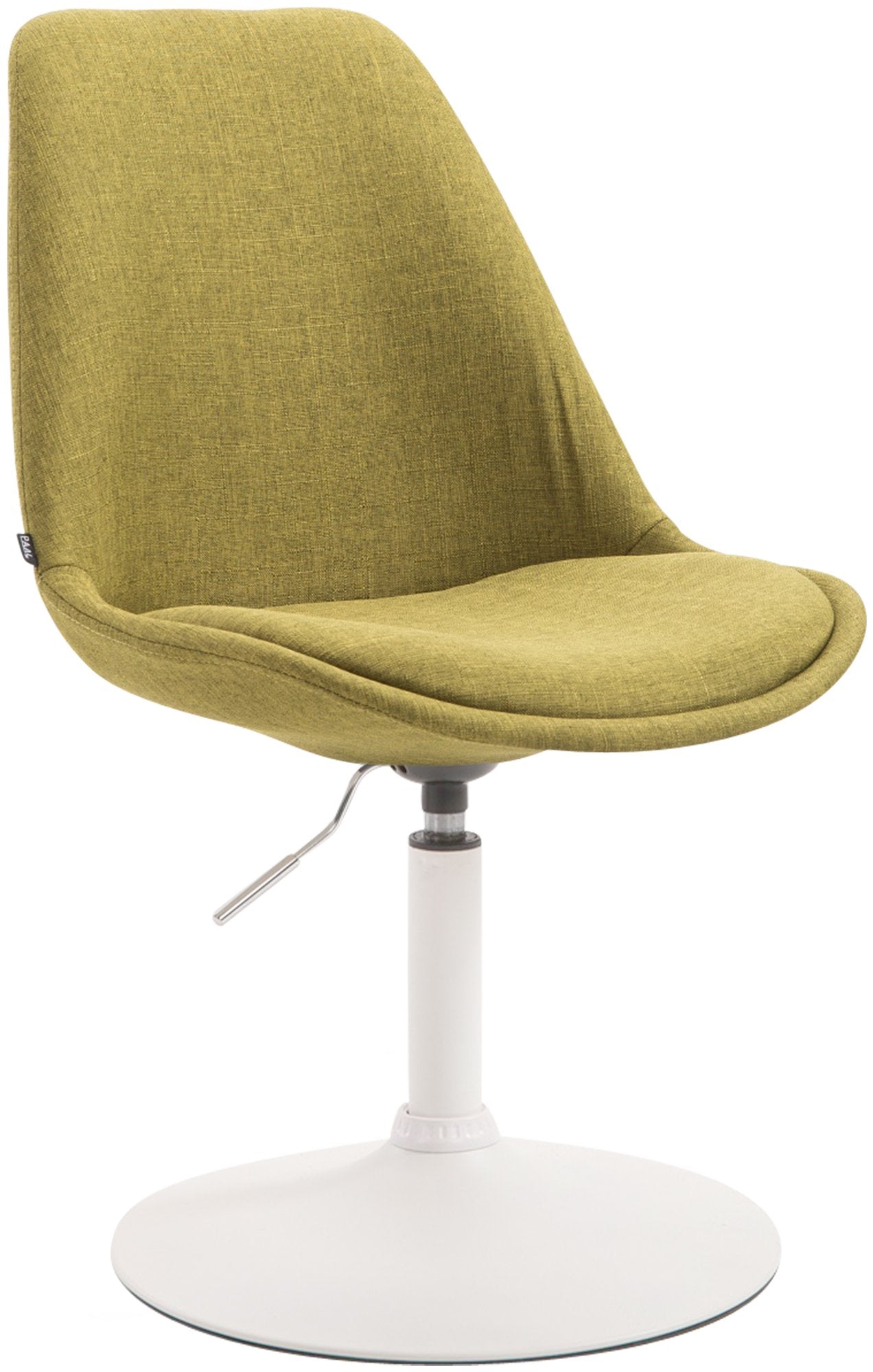 Eetkamerstoel Stoffen Bekleding - Loungestoel - 360° Draaibaar met Verstelbare Zithoogte Kleur groen Onderstel Kleur wit