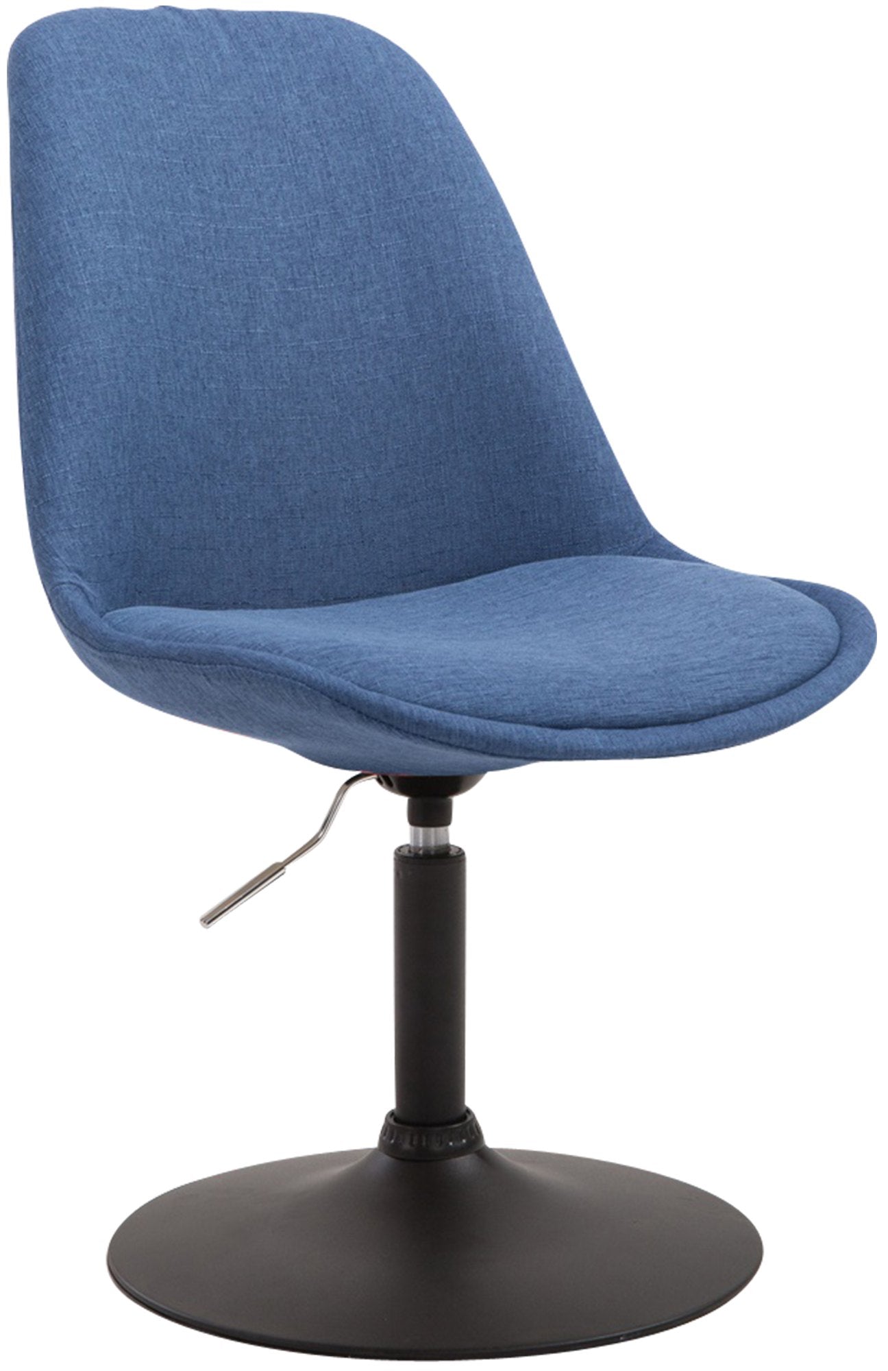 Eetkamerstoel Stoffen Bekleding - Loungestoel - 360° Draaibaar met Verstelbare Zithoogte Kleur blauw Onderstel Kleur zwart