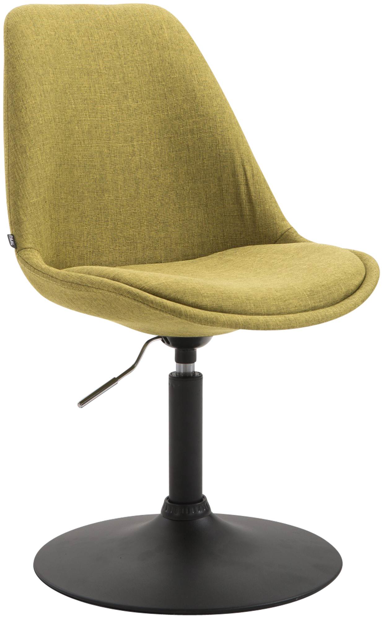 Eetkamerstoel Stoffen Bekleding - Loungestoel - 360° Draaibaar met Verstelbare Zithoogte Kleur groen Onderstel Kleur zwart