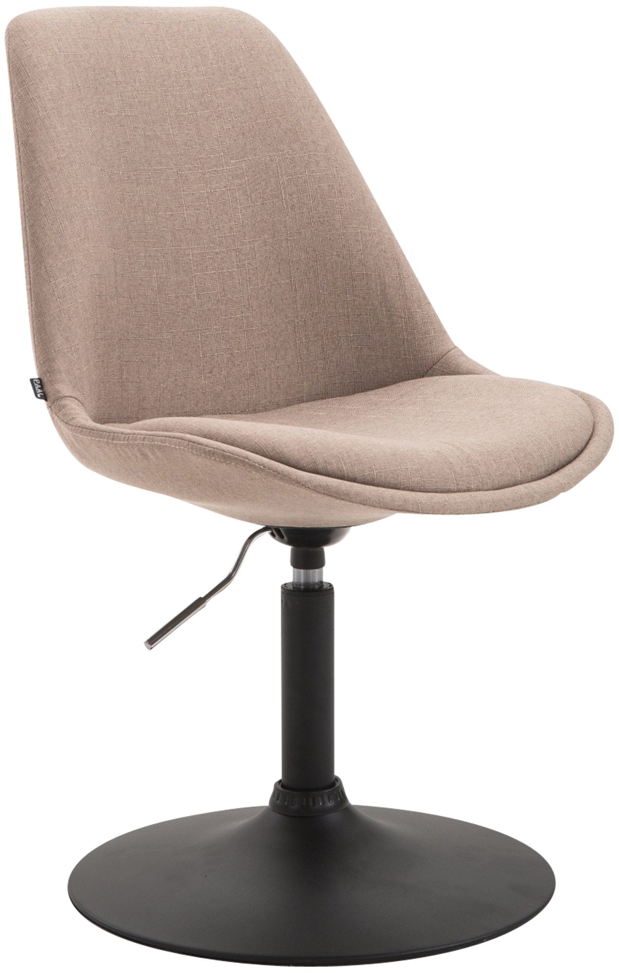 Eetkamerstoel Stoffen Bekleding - Loungestoel - 360° Draaibaar met Verstelbare Zithoogte Kleur taupe Onderstel Kleur zwart