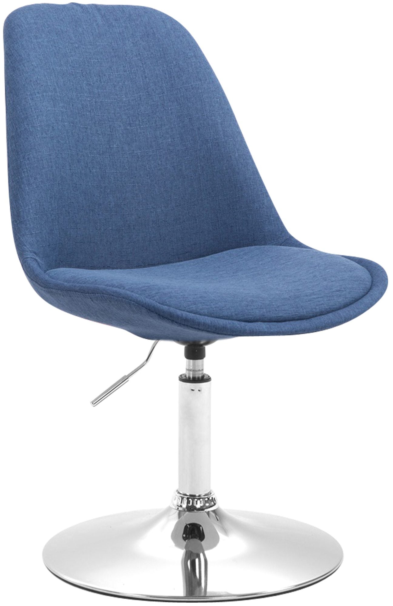 Eetkamerstoel Stoffen Bekleding - Loungestoel - 360° Draaibaar met Verstelbare Zithoogte Kleur blauw Onderstel Kleur chroom