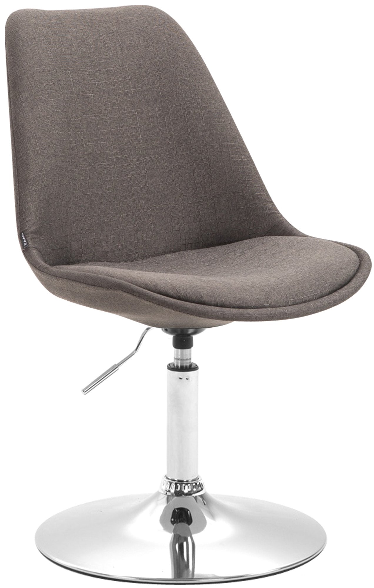 Eetkamerstoel Stoffen Bekleding - Loungestoel - 360° Draaibaar met Verstelbare Zithoogte Kleur donkergrijs Onderstel Kleur chroom