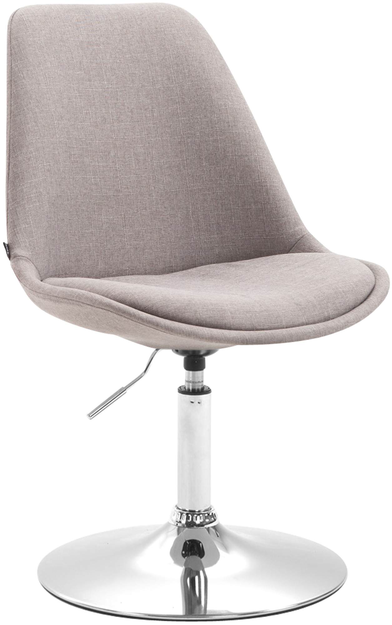 Eetkamerstoel Stoffen Bekleding - Loungestoel - 360° Draaibaar met Verstelbare Zithoogte Kleur grijs Onderstel Kleur chroom