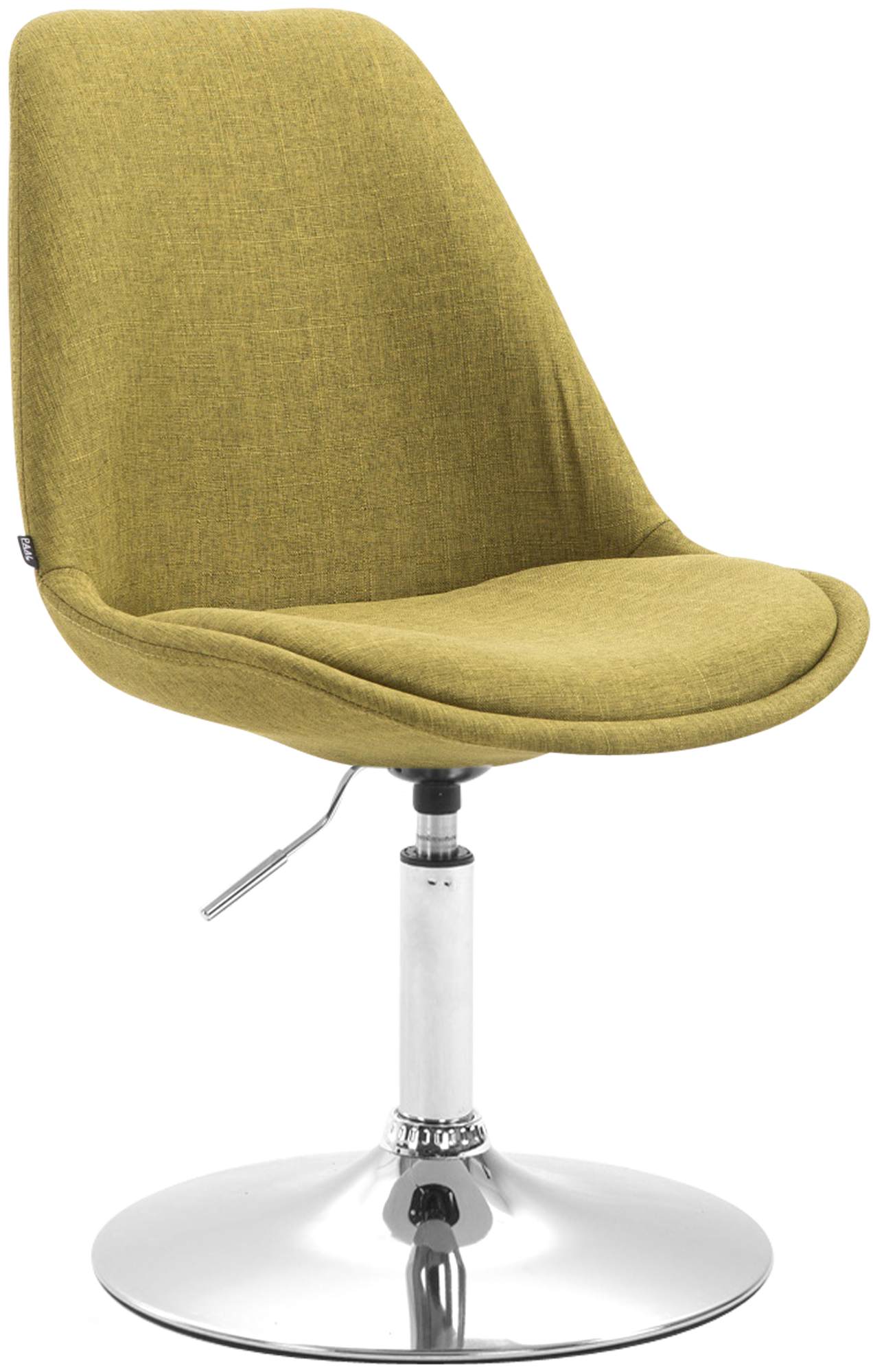 Eetkamerstoel Stoffen Bekleding - Loungestoel - 360° Draaibaar met Verstelbare Zithoogte Kleur groen Onderstel Kleur chroom