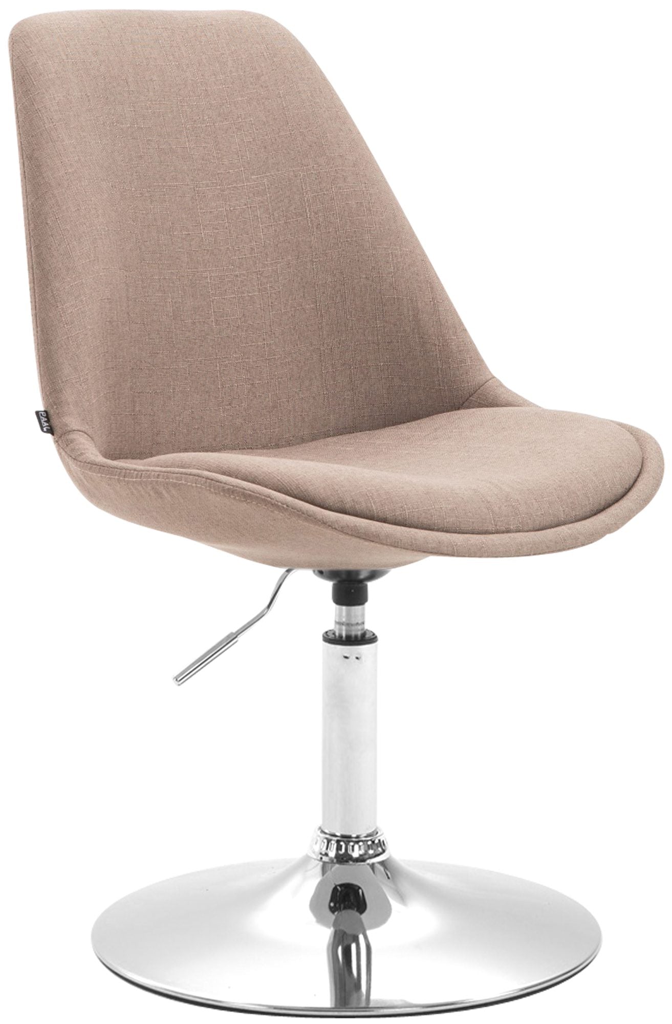 Eetkamerstoel Stoffen Bekleding - Loungestoel - 360° Draaibaar met Verstelbare Zithoogte Kleur taupe Onderstel Kleur chroom